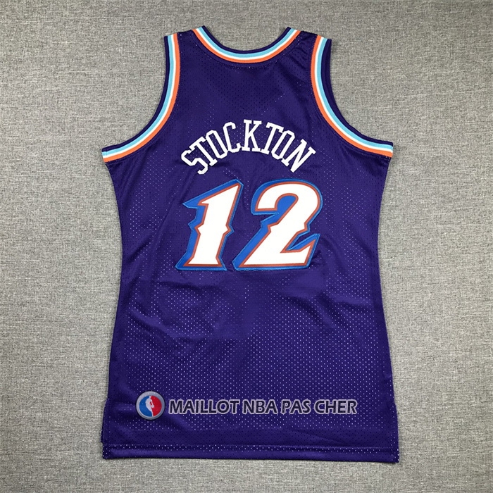 Maillot Enfant Utah Jazz John Stockton NO 12 Hardwood Classics Throwback 1996-97 Volet
